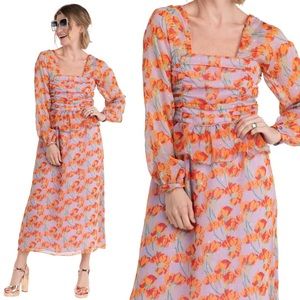 NWT BURU Front to Back Peplum Dress Purple Floral Small